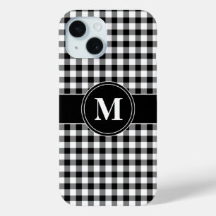 Modernes monogramm Schwarz-Weiß-Muster Case-Mate iPhone Hülle