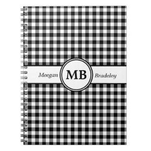 Modernes monogramm Schwarz-Weiß-Muster Notizblock