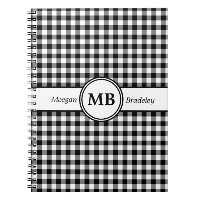 Modernes monogramm Schwarz-Weiß-Muster Notizblock (Vorderseite)