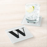 Modernes Monogramm Schwarz-weißer, individueller A Glasuntersetzer<br><div class="desc">Moderner monogramm Schwarz-Weiß-Anfangsbuchstabe minimalistisch schick Glas Untersetzer.</div>