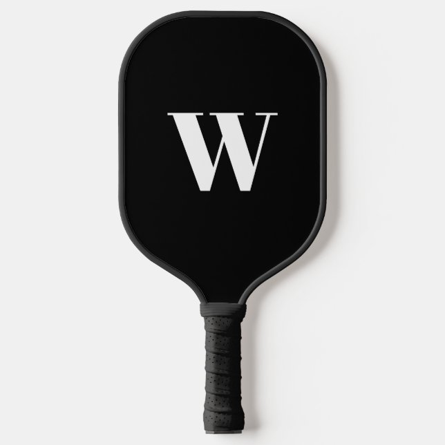 Modernes Monogramm Schwarz-weißer, individueller A Pickleball Schläger (Vorderseite)