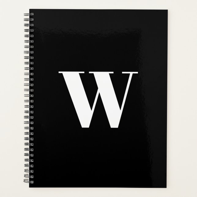 Modernes Monogramm Schwarz-weißer, individueller A Planer (Vorderseite)