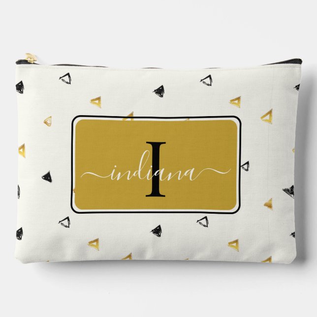 Modernes Monogramm Script Abstraktes Muster Zubehörtasche (Vorderseite)