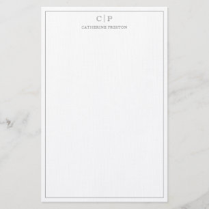 Modernes Monogramm Smokey Gray Personal Stationery Briefpapier