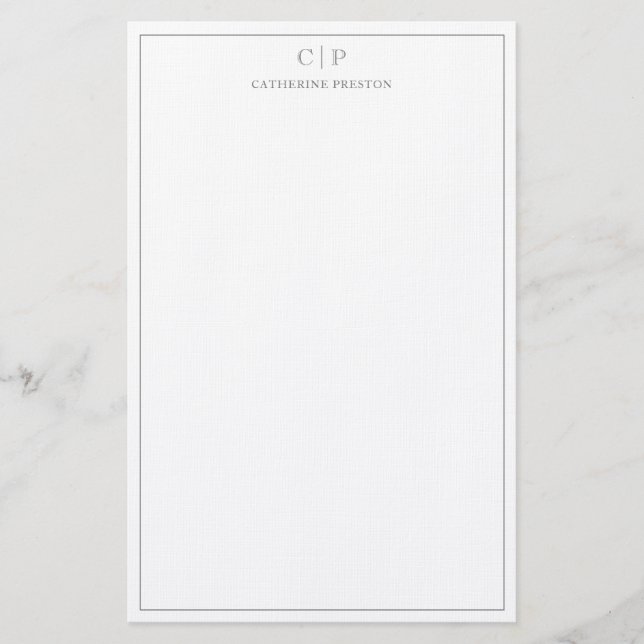Modernes Monogramm Smokey Gray Personal Stationery Briefpapier (Vorderseite)