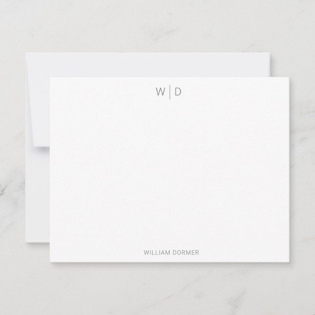 Modernes Monogramm Smokey Gray Personal Stationery Mitteilungskarte (Vorderseite)
