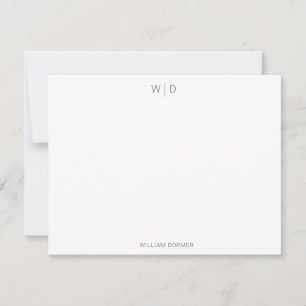 Modernes Monogramm Smokey Gray Personal Stationery Mitteilungskarte