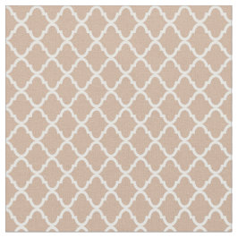 Modernes Monogramm TAN und weißes Quatrefoil Stoff