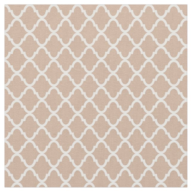 Modernes Monogramm TAN und weißes Quatrefoil Stoff (Nahaufnahme)