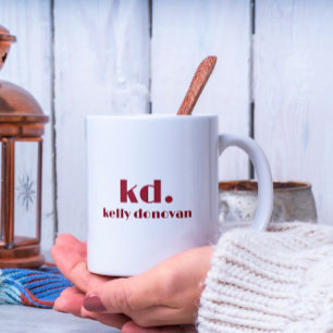 Modernes Monogramm und Name Minimalistisches Desig Zweifarbige Tasse
