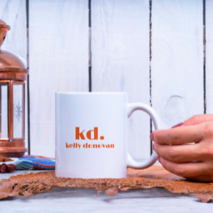 Modernes Monogramm und Name Minimalistisches Desig Zweifarbige Tasse