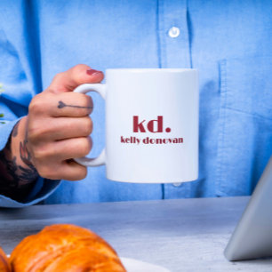 Modernes Monogramm und Name Minimalistisches Desig Zweifarbige Tasse