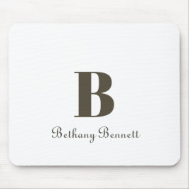 Modernes Monogramm-Weiß Mousepad