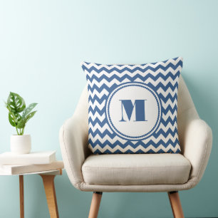 Modernes Monogramm Zickzack Muster Kissen