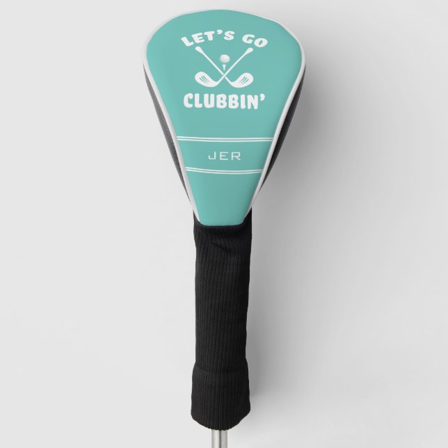 Modernes monogrammiertes Golfergeschenk Türkis Golf Headcover (Vorderseite)