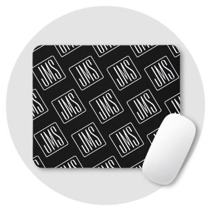 Modernes monogrammiertes Muster Schwarz & Weiß Mousepad