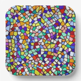 Modernes Mosaik-Farbfliesen-Muster Pappteller