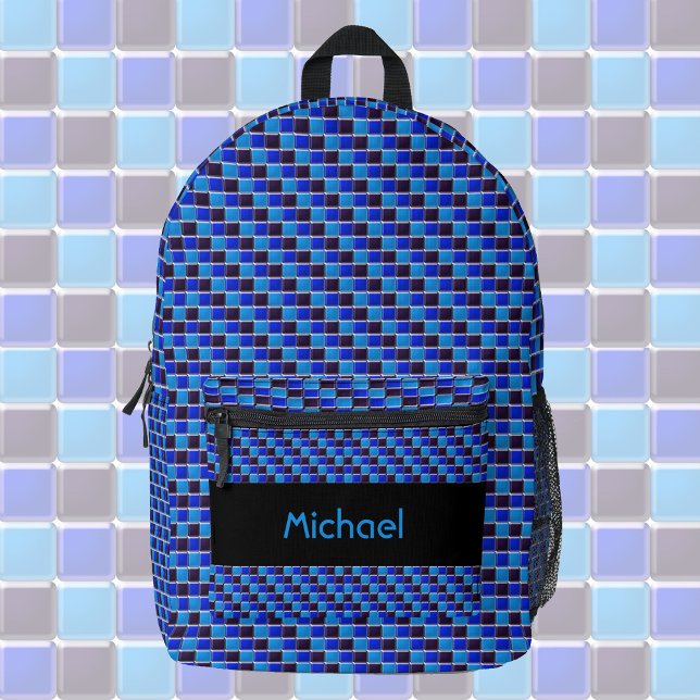 Modernes Mosaik in schwarz, königsblau, kundenspez Bedruckter Rucksack (Von Creator hochgeladen)