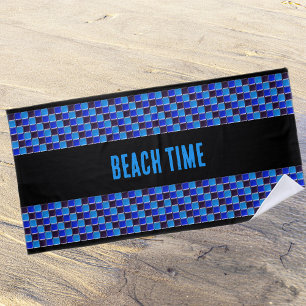 Modernes Mosaik in Schwarz und Blau, nach Maß Strandtuch
