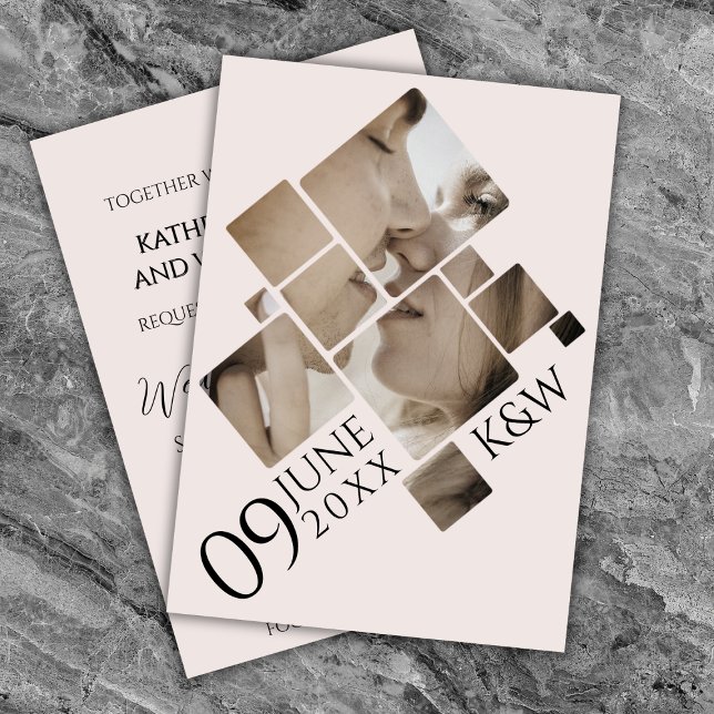 Modernes Mosaik mit monogramm Hochzeit Einladung (Modern Wedding Invitation)