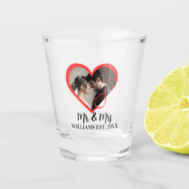 Modernes Mr. & Mrs. Newlywed Foto Custom Wedding Schnapsglas