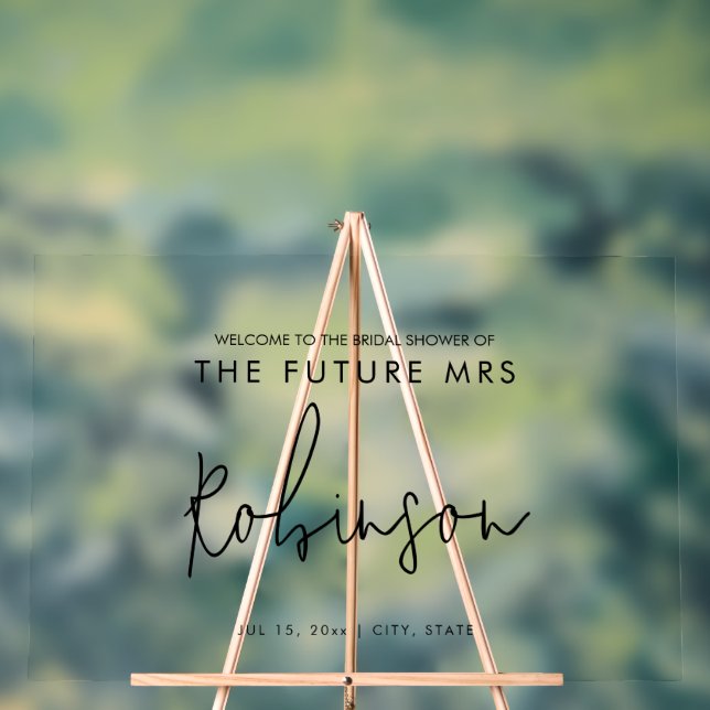 Modernes MRS-Brautparty der Zukunft Willkommen Sch Acrylschild (Neutral)