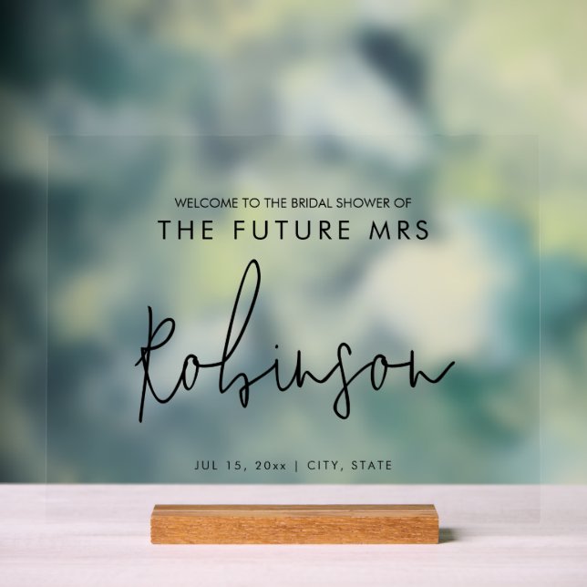 Modernes MRS-Brautparty der Zukunft Willkommen Sch Acrylschild (Neutral)