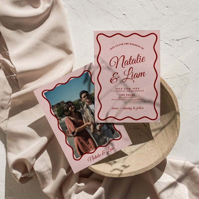 Modernes, muffiges Retro Funky Foto Wedding Einladung (Von Creator hochgeladen)