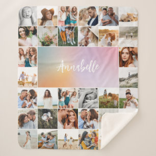 Modernes Multi-Foto mädchenhafte Regenbogen elegan Sherpadecke