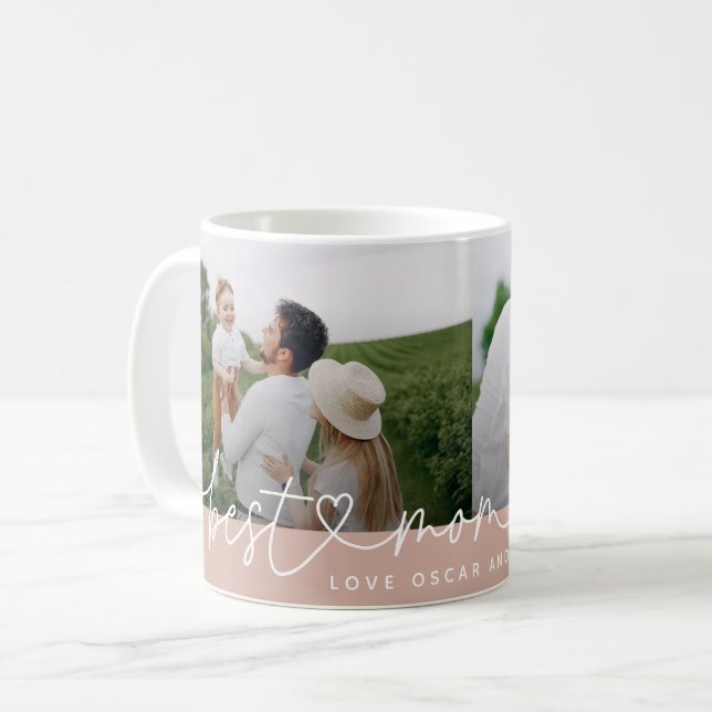 Modernes Multi-Foto-Mama, das niedliche Herzgesche Kaffeetasse (Vorderseite Links)