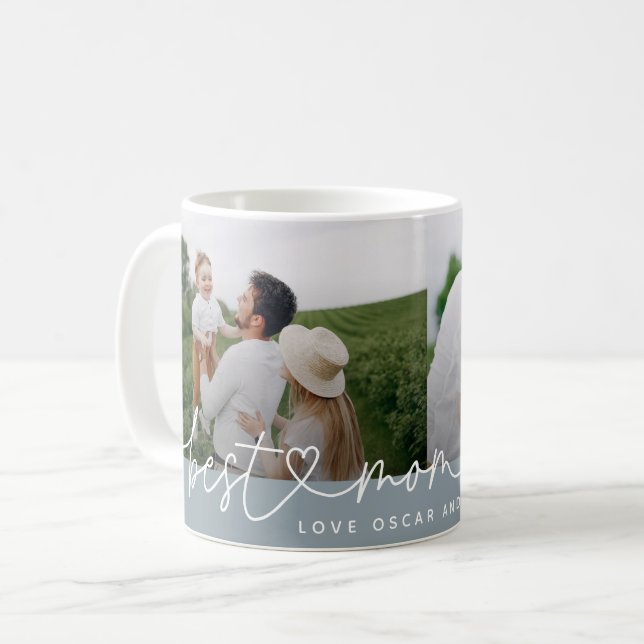 Modernes Multi-Foto-Mama, das niedliche Herzgesche Kaffeetasse (Vorderseite Links)