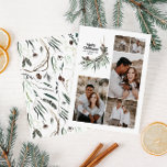 Modernes MultiFoto mit elegantem Wasserfarbenspiel Feiertagskarte<br><div class="desc">Schwarz moderne Multi-Foto elegante rustikale Aquarell getrocknete botanische florale Mutation Farben Feiertag Weihnachtskarte.</div>