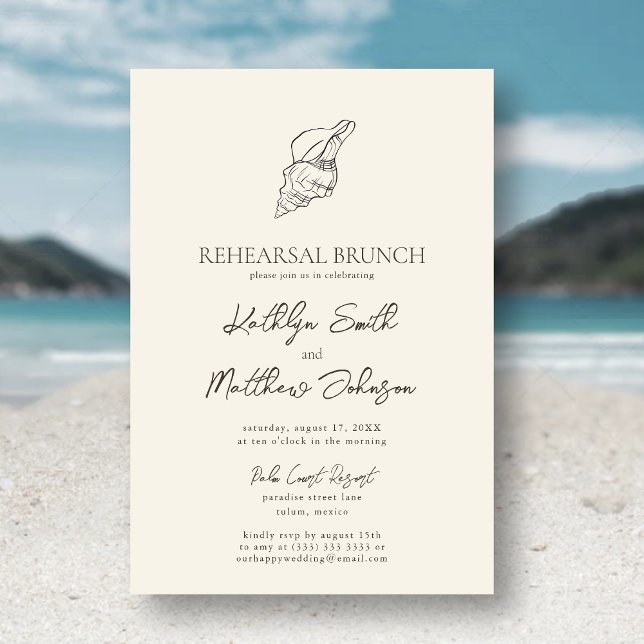Modernes Muschel Beach Ocean Wedding Probe Brunch Einladung (Von Creator hochgeladen)