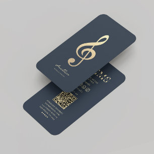 Modernes Musiker Dark Blue Gold Monogram Visitenkarte
