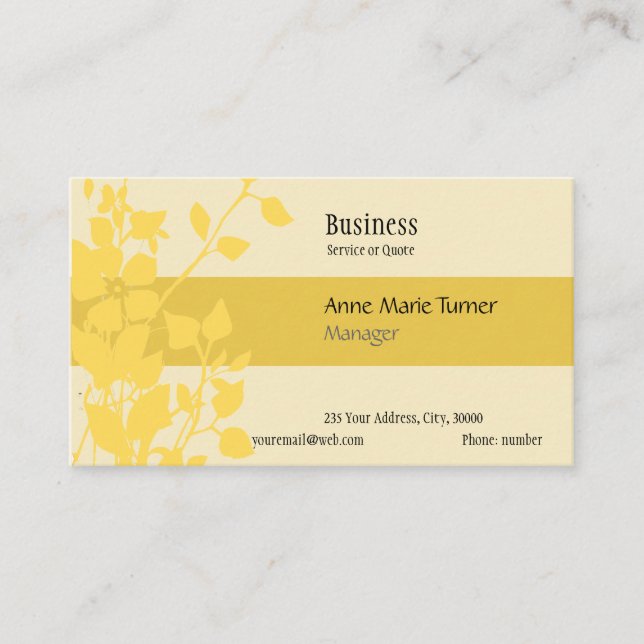 Modernes Mustard-Muster aus gelbem Blütenmuster Visitenkarte (Vorderseite)