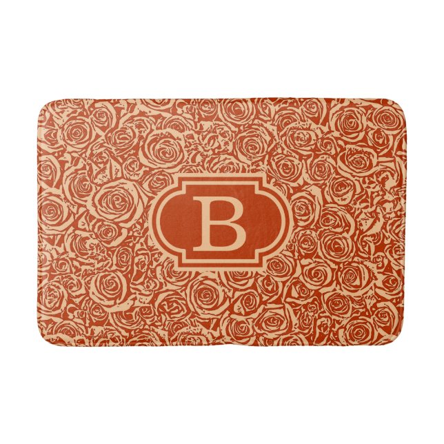 Modernes Muster Abstrakter Rose, Mandarin Orange Badematte (Vorderseite)
