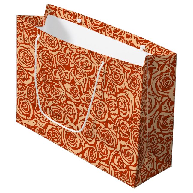 Modernes Muster Abstrakter Rose, Mandarin Orange Große Geschenktüte (Vorderseite Schrägansicht)