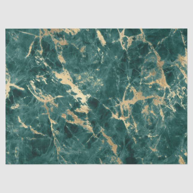Modernes Muster aus Aquamarin- und Goldmarmor Seidenpapier (Vorderseite)