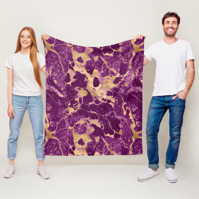 Modernes Muster aus Lila- und Goldmarmor Fleecedecke (Beispiel)