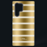 Modernes Muster aus weiß und goldfarbenen Streifen Samsung Galaxy Hülle<br><div class="desc">Elegante goldene Streifen mit 3 zinnweißen Streifen,  nahtlos geometrisches Muster.</div>