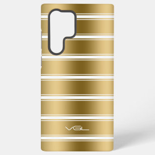 Modernes Muster aus weiß und goldfarbenen Streifen Samsung Galaxy Hülle