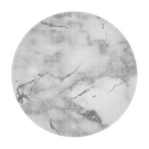 Modernes Muster aus weißem und silberfarbenem Marm Schneidebrett