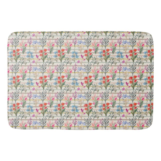 Modernes Muster der Aquarellfarben-Blume Badematte (Vorderseite)