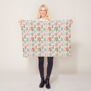 Modernes Muster der Aquarellfarben-Blume Fleecedecke