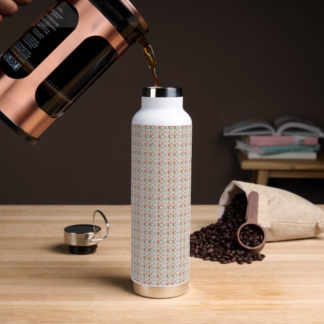 Modernes Muster der Aquarellfarben-Blume Trinkflasche (Kaffee)