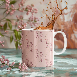 Modernes Muster der Aquarellroten Blume Zweifarbige Tasse