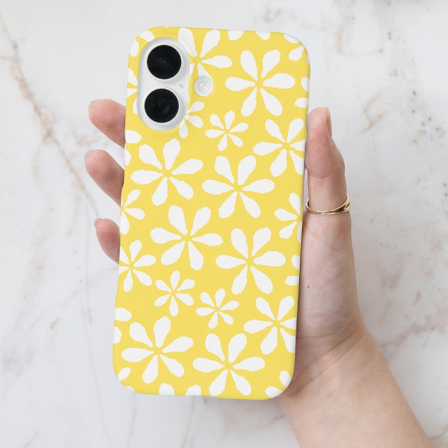 Modernes Muster der Gelbschick-Girl-Blume Case-Mate iPhone Hülle (Modern Yellow Chic Girly Floral Flower Pattern Case-Mate iPhone Case
)