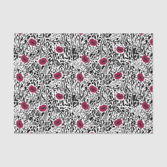 Modernes Muster der Lippenstift-LippenB&W Seidenpapier (Vorderseite)