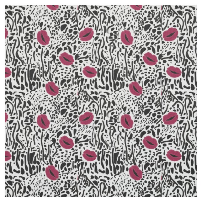 Modernes Muster der Lippenstift-LippenB&W Stoff (Muster)