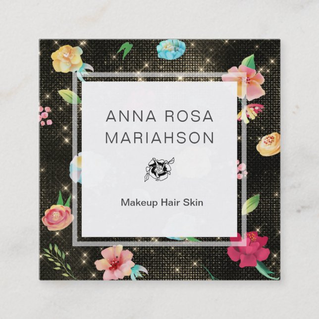 *~* Modernes Muster der Rose Muster Gold-Sequenzer Quadratische Visitenkarte (Vorderseite)